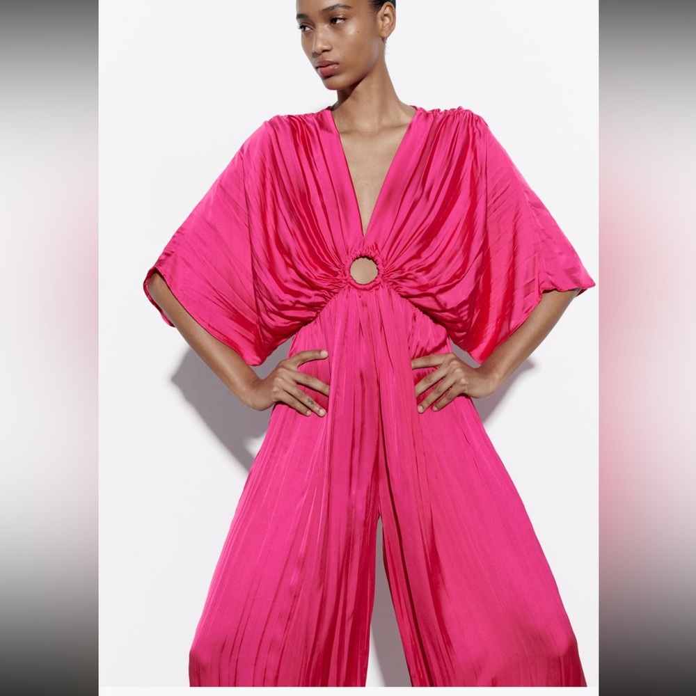 zara wrinkle stain effect jumpsuit size s